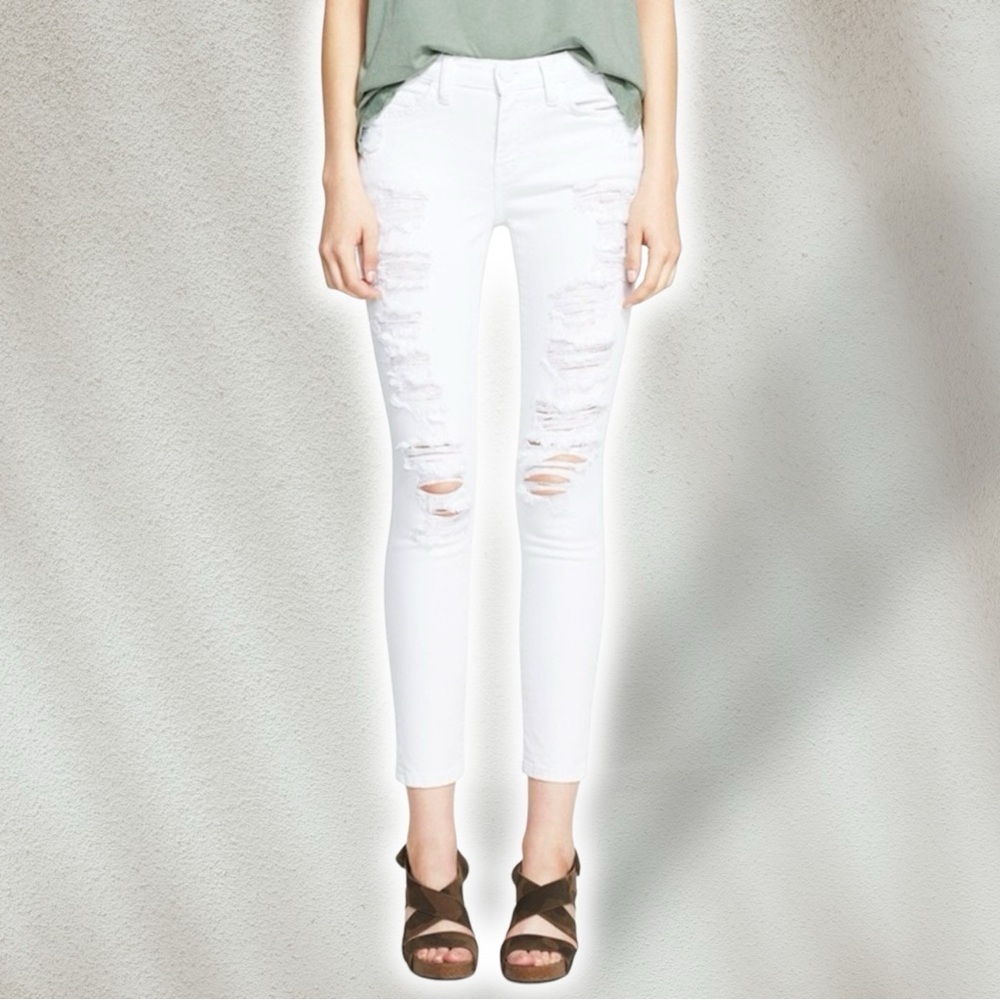 NWT Current/Elliott ‘The Stiletto’ Skinny Jean in “White Tattered” Wash Size 27